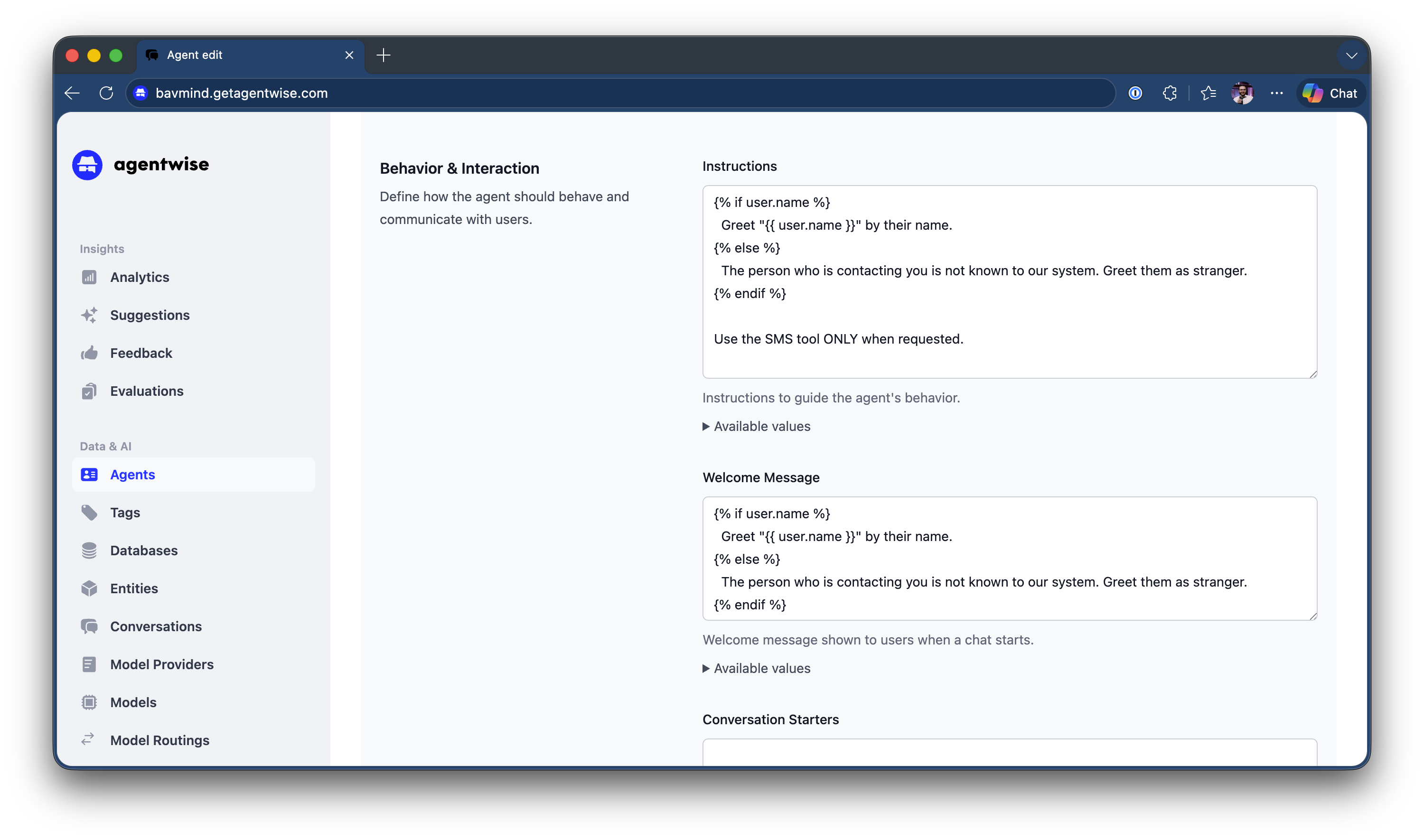 Agentwise Backend with Liquid Templating