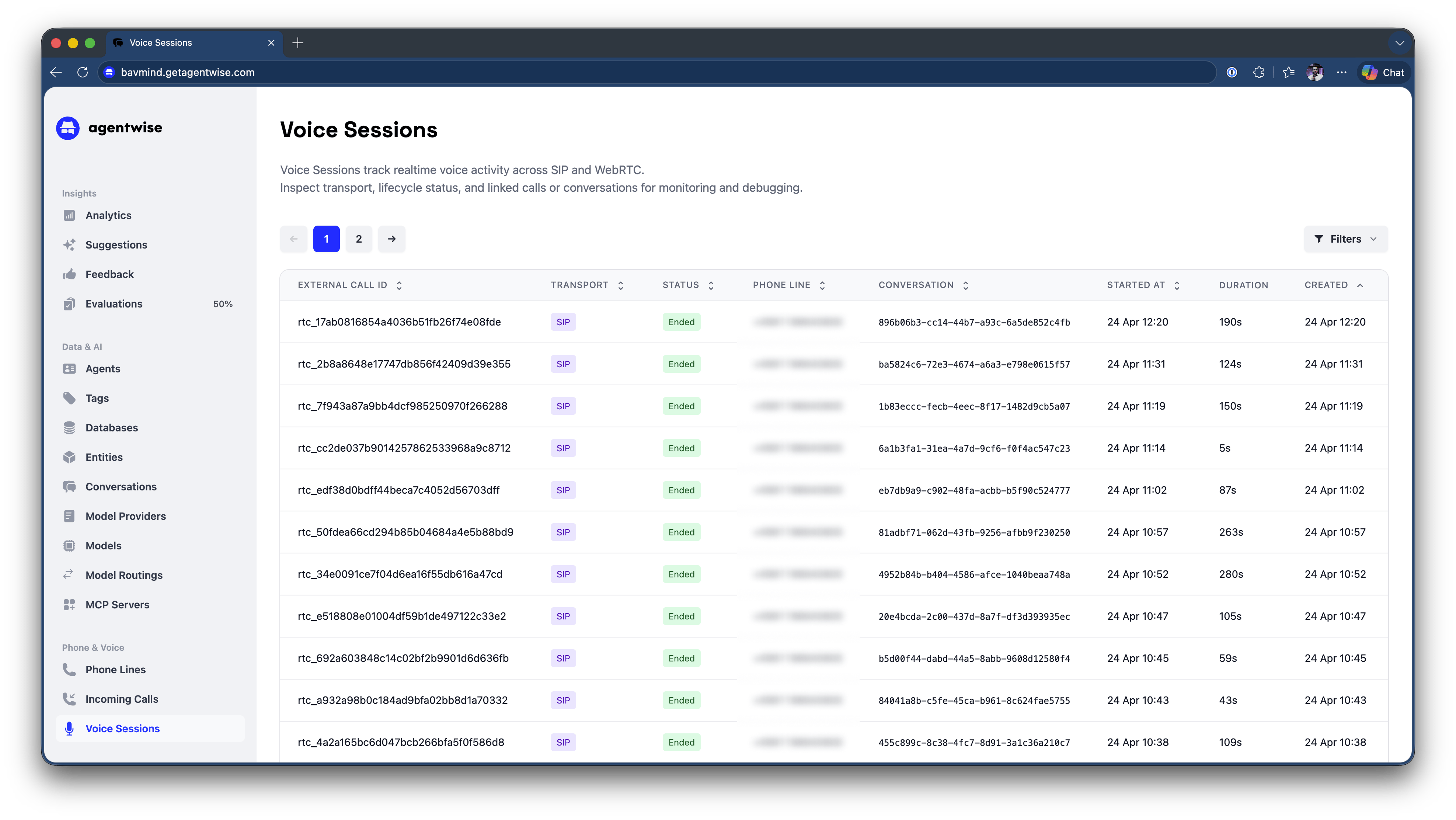 Agentwise real-time voice interface